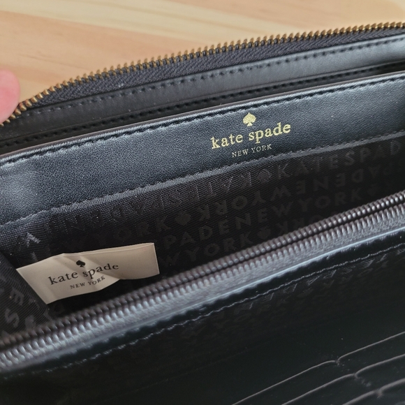 Kate Spade Studded Zip-Around Wallet Black - Picture 8 of 9